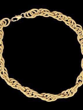 Vintage‎ Gold Wheat Chain Necklace Thick 20in Statement Choker Minimal Bold